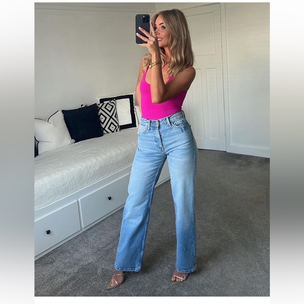 High rise barrel jeans